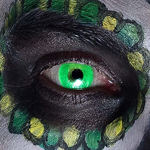 Boland - Monatslinsen UV Flash, 1 Paar weiche Kontaktlinsen, reflektieren UV-Licht, ohne Sehstärke in PVC-Box, Kostüm Zubehör für Halloween und Karneval