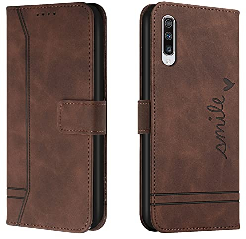 Lihondar Kompatibel mit Samsung Galaxy A50/A50S/A30S Hülle, Handyhülle Samsung A50/A50S/A30S, Leder Klappbar Schutzhülle Tasche Wallet Cover Flip Case für Samsung A50/A50S/A30S Klapphülle (Braun)
