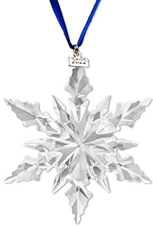 XIANGBAN 2022 Edition Schneeflocke Anhänger Weihnachtsbaum Kristall Dekor Weihnachtsschmuck Zuhause Geschenke (2022-Transparent)