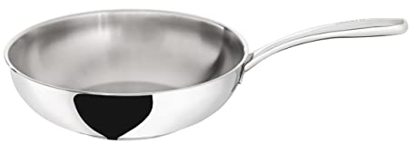 BUGATTI Cucina Italiana WOK in Acciaio Inox 18/10, Padella Wok Per Tutti i Piani Cottura e Per Forno, Spessore Tre Strati, Diametro 30 cm
