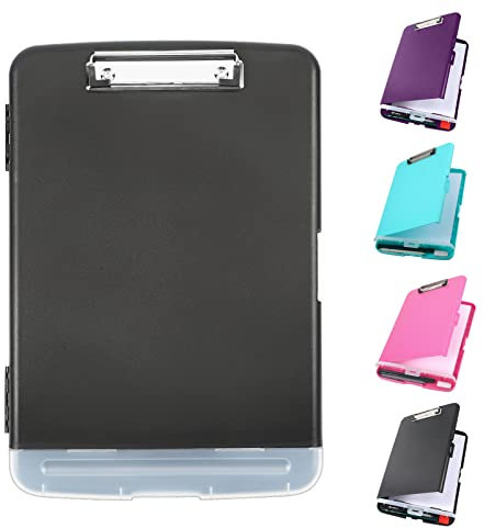 YEAHVIY Porte-bloc avec rangement, porte-bloc de grande capacité avec clip discret, porte-bloc en plastique robuste avec porte-stylo, ouverture latérale, étui multifonction pour écrire