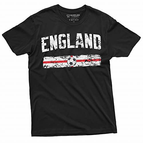 Silver Lake T-shirts World Cup 2022 Nations T-Shirt Choose Your Country WC Football Soccer Shirt Mens Womens Tees, England - Black, XXXXL