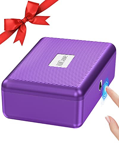 AICase scatola di immagazzinamento delle impronte digitali, cassaforte portatile Cassetta di sicurezza per gioielli in contanti, scatola di blocco delle impronte digitali per casa, ufficio viaggio