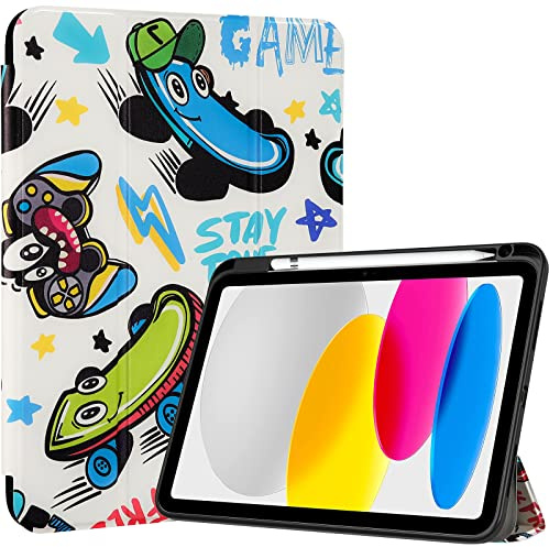 ProCase for iPad A16 11th/10th Generation Case with Pencil Holder, SkateBrd | 11 Inch 2025/10.9 Inch 2022, Hybrid Cover a16 iPad Case 11th/10th Generation, Clear Back Soft TPU Bumper, Auto Wake/Sleep