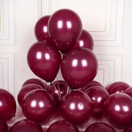 AULE Luftballons Weinrote Dunkelrot Metallic: 50 Stück 12 Zoll Luftballon Burgunder Helium Ballons Bordeaux Latex Geburtstagsdeko für Geburtstag Party Hochzeit Valentinstag Graduation Deko