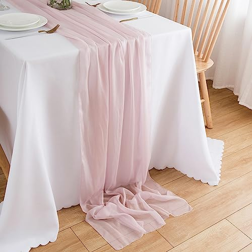 CHUQING Chiffon Tischläufer,dünner Dekostoff,70 x 400 cm,Table Runner Hochzeit Tischdeko Tischband Tischdecke Dekorativ Stoff