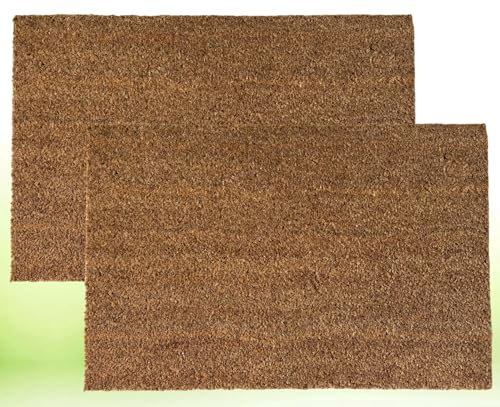 VL Door Mat 40x60cm – Coco Coir Door Mats with Non-Slip Latex Backing – Heavy Duty Door Mats Outdoor for Mud, Dirt and Moisture Control in Patio, Entryway, Garden or Garage (Pack of 2)