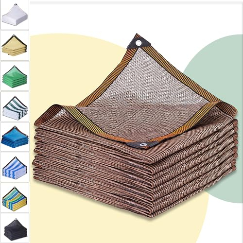 AMXFS Red de Sombra para jardín con Ojales con 90% de Efecto de sombreado de HDPE, Red de protección UV, Transpirable, refrescante, para balcón, Red de protección contra el Viento, establo