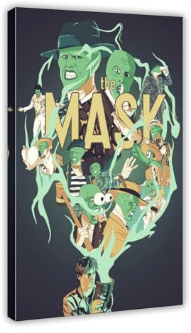 AMATWI Filmposter Jim Carrey Die Maske, 10 Leinwandposter, Schlafzimmer-Dekor, Sportlandschaft, Büro, Raumdekoration, Geschenk, Rahmen-Stil, 60 x 90 cm