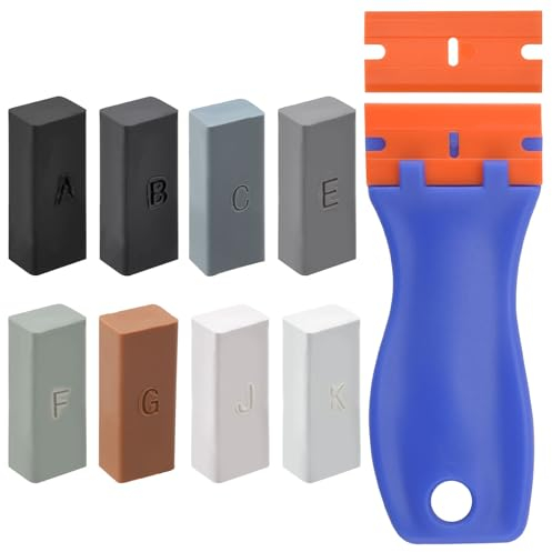 8 Stück Wachskitt Grau Laminat Wachs Reparaturset Grau Weiß Hartwachs Fliesen PVC Viny Möbel Parkett Holzwachs Reparatur Boden Linoleum Reparaturset zum Auffüllen Reparieren von Kratzern und Löchern