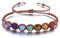 GEHECRST Edelstein 7 Chakra Armband - Heilsteine Einstellbare Armbänder, Yoga Glücksarmband, Healing Reiki Energietherapie Glückbringen Talisman