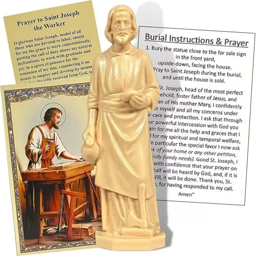 Tarrapu St Joseph Statue zum Verkauf von Häusern: Set mit Anleitungskarten und Gebet, 7,6 cm, Komplettset
