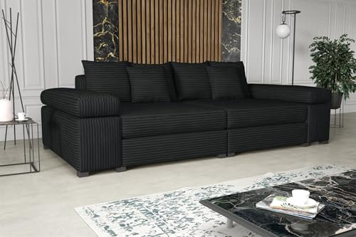 Fun Möbel Big Sofa Couchgarnitur Megasofa Riesensofa Arezzo in Stoff Tilia (Schwarz)