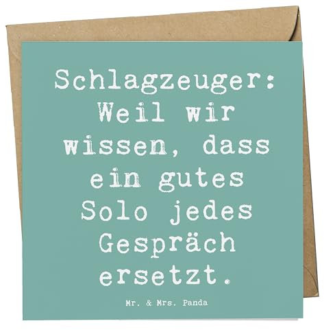 Mr. & Mrs. Panda Deluxe Karte Spruch Schlagzeug Solo - Geschenk, Schlagzeuger, Design, Notenblätter, Lernen, Gespräch ersetzen, Instrumente,