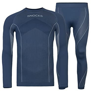 Snocks Thermounterwäsche Herren - Atmungsaktives und warmes Material, Perfekte Passform, Ideal für Verschiedene Sportarten - Skiunterwäsche, Funktionsunterwäsche - Gr. XXL - Farbe Navy