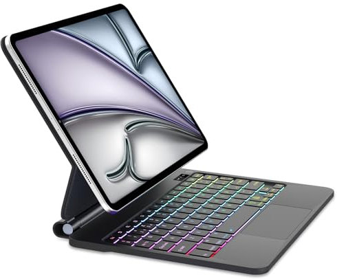 WAVATA Teclado para iPad Air 13 M3 2025/ M2 2024-Teclado para iPad Pro 12.9'' 2022/2021/2020/2018-Magic Keyboard para Air 13 (M2) 2024, Teclado con Desmontable Bluetooth, Negro