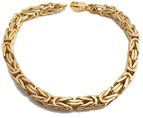 Tendenzalia Bracelet byzantin carré - Chaîne italienne originale plaquée or 18 carats ou doublé - 5 mm de large - Longueur au choix, 20 cm, Or jaune