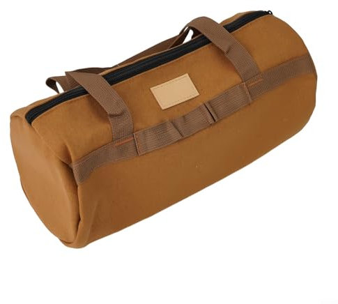 Bolsa de almacenamiento de equipo de camping en lona, organización perfecta para suministros de tienda de campaña (caqui)