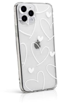 OLIVIA'S PHONES Cases For iPhone 16 Pro (6.3) Clear Large Small White Love Hearts All Over Pattern Tough Protective Smartphone Case Cover