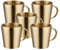 PKRANZYHKAL Tasse Inox Mug Café Double Paroi | Gobelet Inox Moderne | Tasse Escalade en Métal | Idéal pour Boissons Chaudes et Froides,RECTILINEAR,HANDLE,GOLDEN,260ml,Set of 5