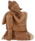 GURU SHOP Sitzender Buddha, Holzbuddha, Buddha Statue, Handarbeit 22 cm - Design 6/hell, Braun, Buddhas