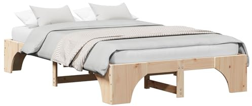 vidaXL Bettrahmen Natur 140 x 190 cm Massives Kiefernholz