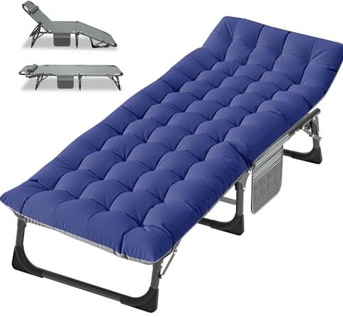 Obqer Folding Camp Bed, 200KG Capacity Sun Loungers with Mattress Pocket
