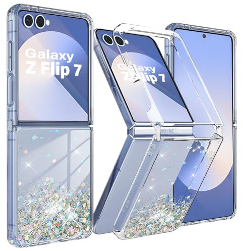XCYYOO Coque Samsung Z Flip 7 Housse Galaxy Z Flip 7 Coque Ultra Fine TPU Original Etui Paillettes Transparent Silicone Téléphone Portable Samsung Galaxy Z Flip 7 Cover Bling Antichoc Case
