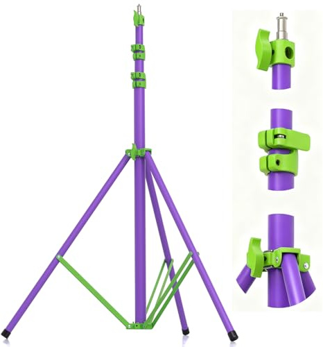 AMBITFUL GM280P Light Stand with Air Cushion, 10kg Load, 108-280cm Height Adjustable, Purple & Green Photo Video Studio Stand for Ring Light, Camera, LED Light