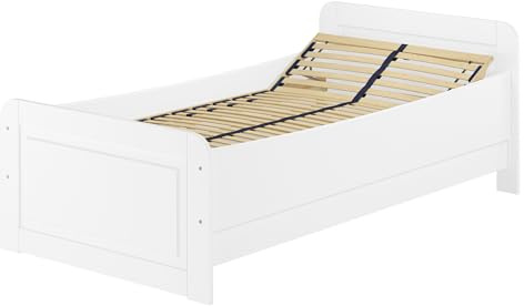 Erst-Holz Weißes Seniorenbett extra hoch 90x200 Zubehör wählbar V-60.42W-09Federholzrahmen inkl.