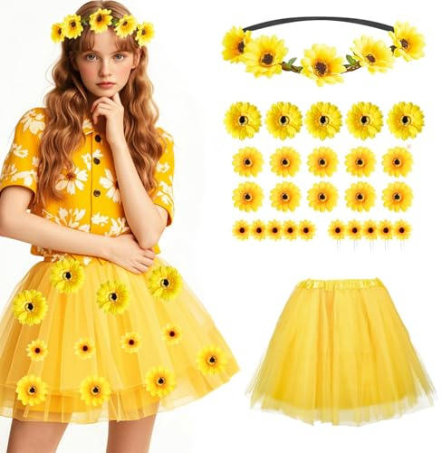 23GUANYI Damenkostüm Sonnenblume Karneval (Gelb)