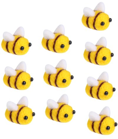 jojofuny 10 Stück Teiliges Wollfilz Bienen Dekorationen zum Basteln DIY Bienen Ornamente aus Filz für Kinderhandwerk Vielseitige Filzbienen zum Nähen Kleben und Dekorieren von Kostümen