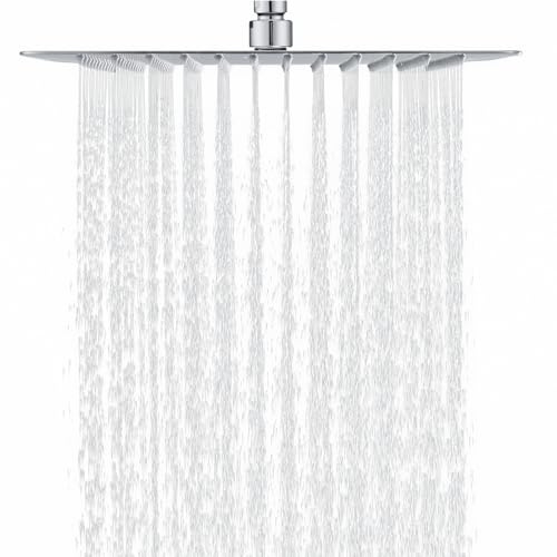 DETBOM Soffione Doccia Fisso 30cm Quadrato, Soffione Doccia Inox, Cromato