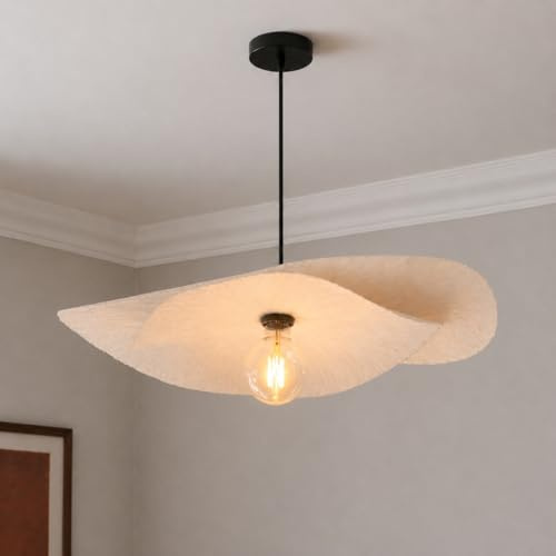 CGC Lighting Indoor Ceiling lamp Shade Curved Design Paper Easy fit Non Electrical (White Paper Duo)