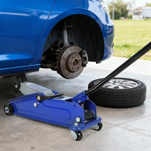 3 Ton Car Jack, Hydraulic Low Profile Trolley Jack, Heavy Duty Fast Lift Floor Jacks with Wheels, Lifting Range 5-15.2, 6600LBS Capacity (Blue)