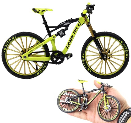 LYPPUL Finger Fahrrad Modell, 1:10 Mini-Mountainbike-Spielzeug, Mountainbike Modell, Finger Mountainbike Spielzeug, Simuliertes Fahrrad-Modell für Wohnzimmer Tischdeko Büro Schreibtisch (Grün)