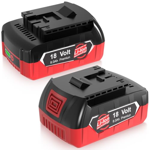 2 x 8000mAh Ersatzakku für Bosch 18V Lithium-Ionen Akku Kompatibel für Bosch Professional 18V Akku BAT618 BAT618G BAT609 BAT609G BAT619 BAT619G BAT610G BAT610 BAT612 BAT622 mit LED-Anzeige
