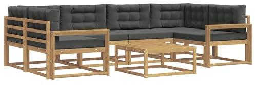 vidaXL Outdoor-Sofagarnitur mit Kissen 5 pcs Weiß und Anthrazit, Moderner Gartensofa, Outdoor-Sitzgruppe für Patio-Relax, Lounge-Set aus Akazie, ideal für Pool und Garten