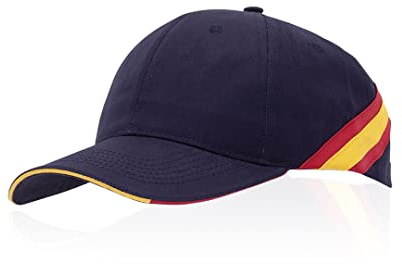 Genérico Gorra de España Premium - Ajustable de Algodón, Diseño Deportivo con Franjas Laterales Bandera, Unisex, Talla Única - Color Azul Marino
