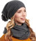 Hilltop Winter Kombi 2er Set aus Winter Schal und passender Strickmütze, Winter Set:Dunkelgrau