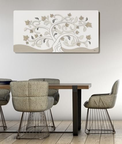 MAZZOLA LUCE quadro albero della vita 119x59 design moderno legno incisione laser made in italy per soggiorno salotto