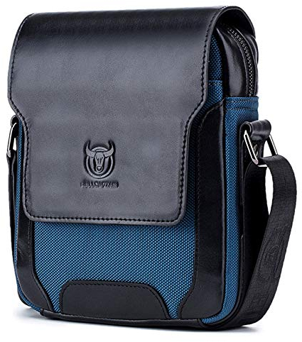 Umhängetasche Leder Herren Klein Aktentasche Schultertasche für Arbeit Reise Business Alltagsleben (Schwarz)