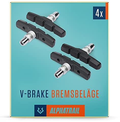 Alphatrail V-Brake Bremsbeläge 2 Paar 70mm I Hohe Bremskraft im Alltag I Langlebiger Bremsbelag & 100% Passgenau für V-Brakes von Shimano, Tektro, Avid, SRAM, XLC UVM