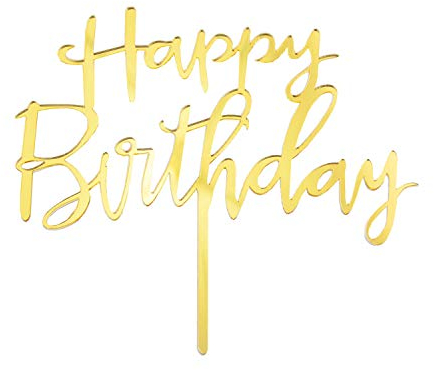 Oblique Unique® Torten Kuchen Topper Aufsatz Happy Birthday Geburtstag Jubiläum Deko Muffin Cupcake Dekoration Gold Roségold - Farbe wählbar (Gold)