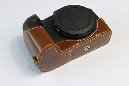 EOS RP Case, Zakao PU Leather Half Bottom Opening Version Holster Camera Case With Hand Strap Protective Cover Bag Case for Canon Eos RP (Brown)