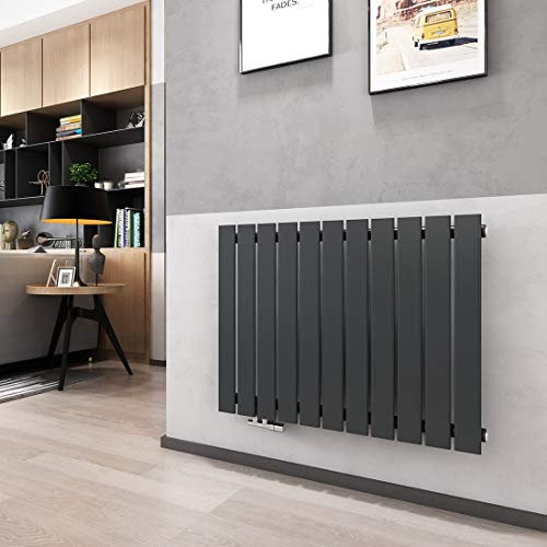 Heilmetz® Design Flach Heizkörper Horizontal 630x850mm Anthrazit Einreihig Paneelheizkörper Seitenanschluss Heizung