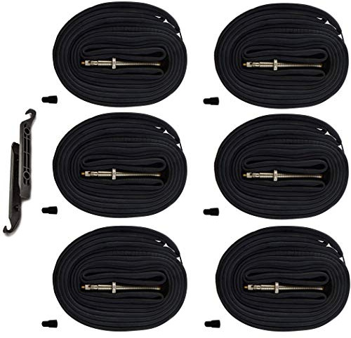 (6-Pack) AR-PRO 28 700x20-25c Replacement Road Bike Inner Tubes with 60mm Presta Valves and Free 2 Tire Levers - Bike Tubes for 700x20c, 700x23c, and 700x25c Road Bike Tires