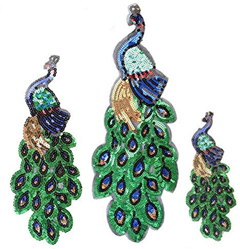 Egurs Glitzer Pfau Aufnäher Patches Applikation S=41 * 17cm
