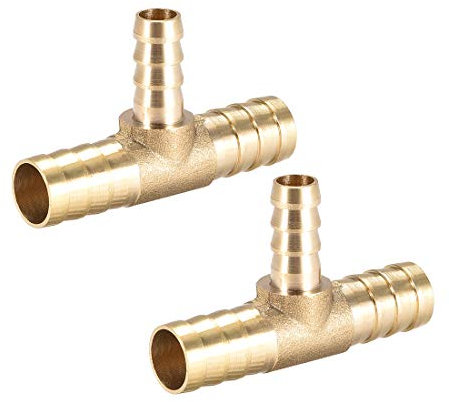 sourcing map 2 Piezas Conector Manguera de Lengüeta de Latón, 12mm x 8mm x 12mm Reductor de Latón en Forma de T, Reductor Manguera de 3 Vías, para Adaptador Manguera