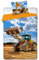 Bettwäsche Bettgarnitur 2 TLG. Set Bulldozer Baggerlader 140x200 + Kissenbezug Bettbezug Gelb Bagger Beige Blau 100% Baumwolle Öko-Tex